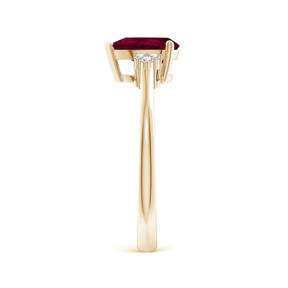 8x6mm A Pear Ruby Solitaire Ring with Trio Diamond Accents in Yellow Gold side-2