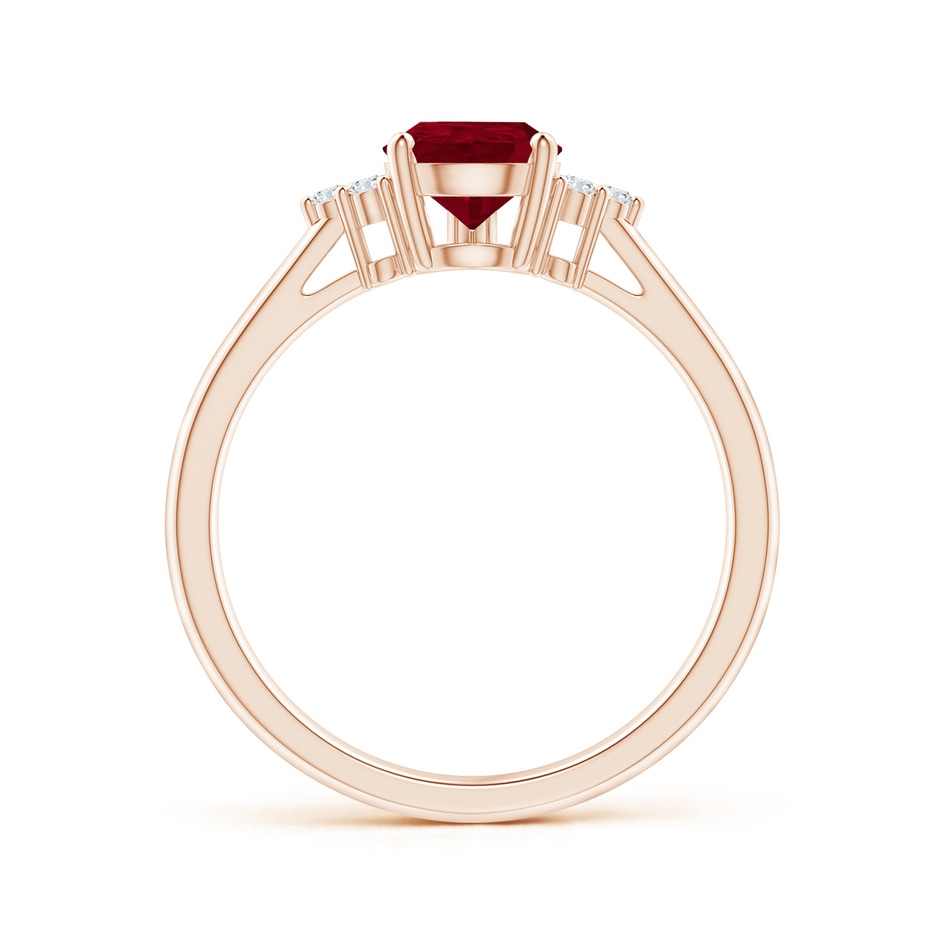 8x6mm AA Pear Ruby Solitaire Ring with Trio Diamond Accents in Rose Gold side-1
