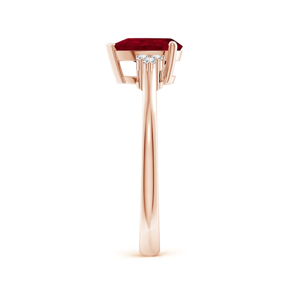 8x6mm AA Pear Ruby Solitaire Ring with Trio Diamond Accents in Rose Gold side-2