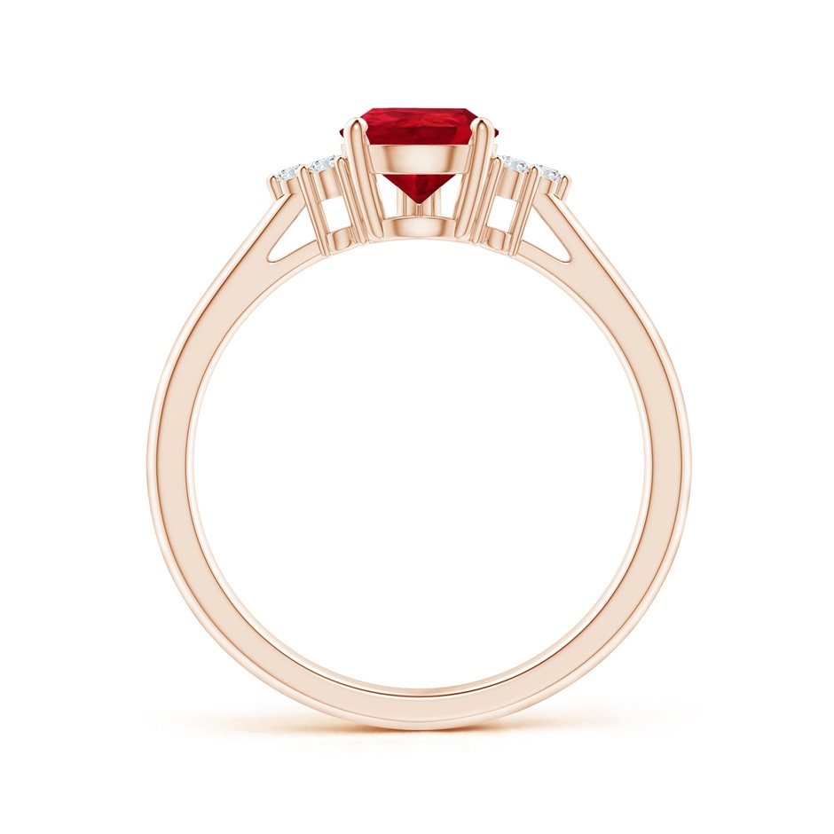 8x6mm AAA Pear Ruby Solitaire Ring with Trio Diamond Accents in Rose Gold side-1