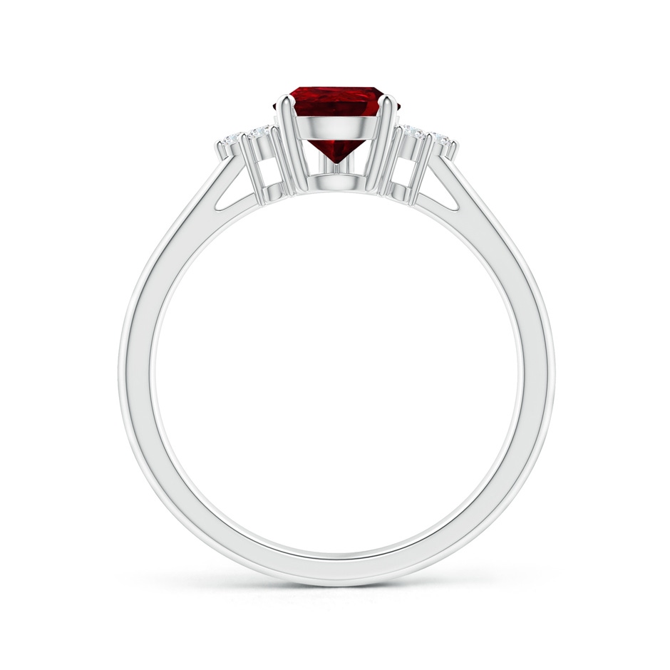 8x6mm AAAA Pear Ruby Solitaire Ring with Trio Diamond Accents in P950 Platinum side-1