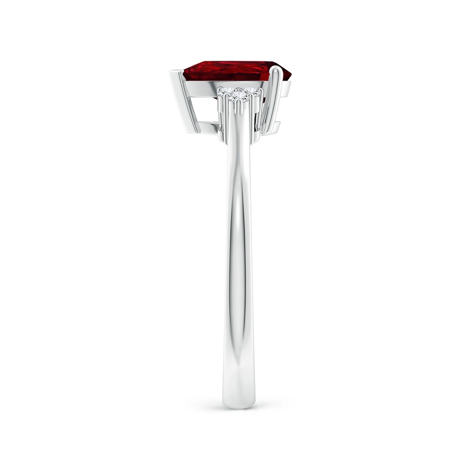8x6mm AAAA Pear Ruby Solitaire Ring with Trio Diamond Accents in P950 Platinum side-2
