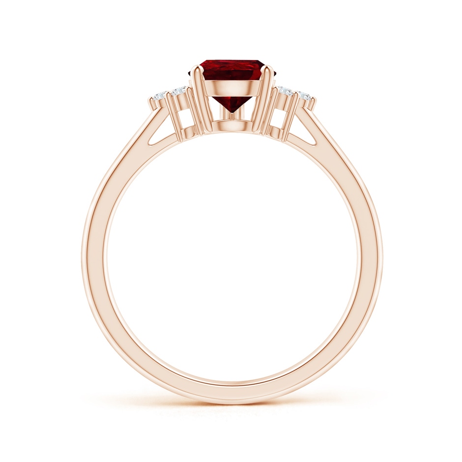 8x6mm AAAA Pear Ruby Solitaire Ring with Trio Diamond Accents in Rose Gold side-1
