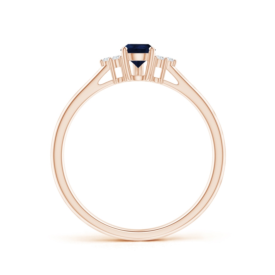 6x4mm A Pear Sapphire Solitaire Ring with Trio Diamond Accents in 9K Rose Gold side-1