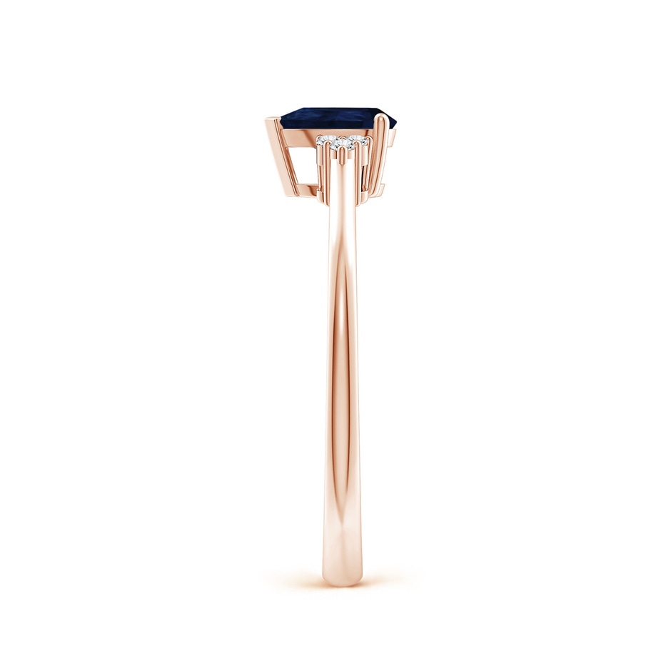 6x4mm A Pear Sapphire Solitaire Ring with Trio Diamond Accents in 9K Rose Gold side-2
