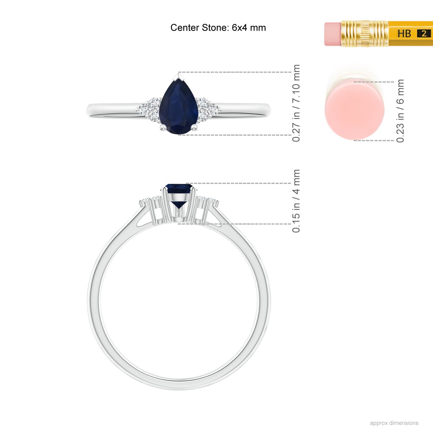 A - Blue Sapphire / 0.45 CT / 14 KT White Gold