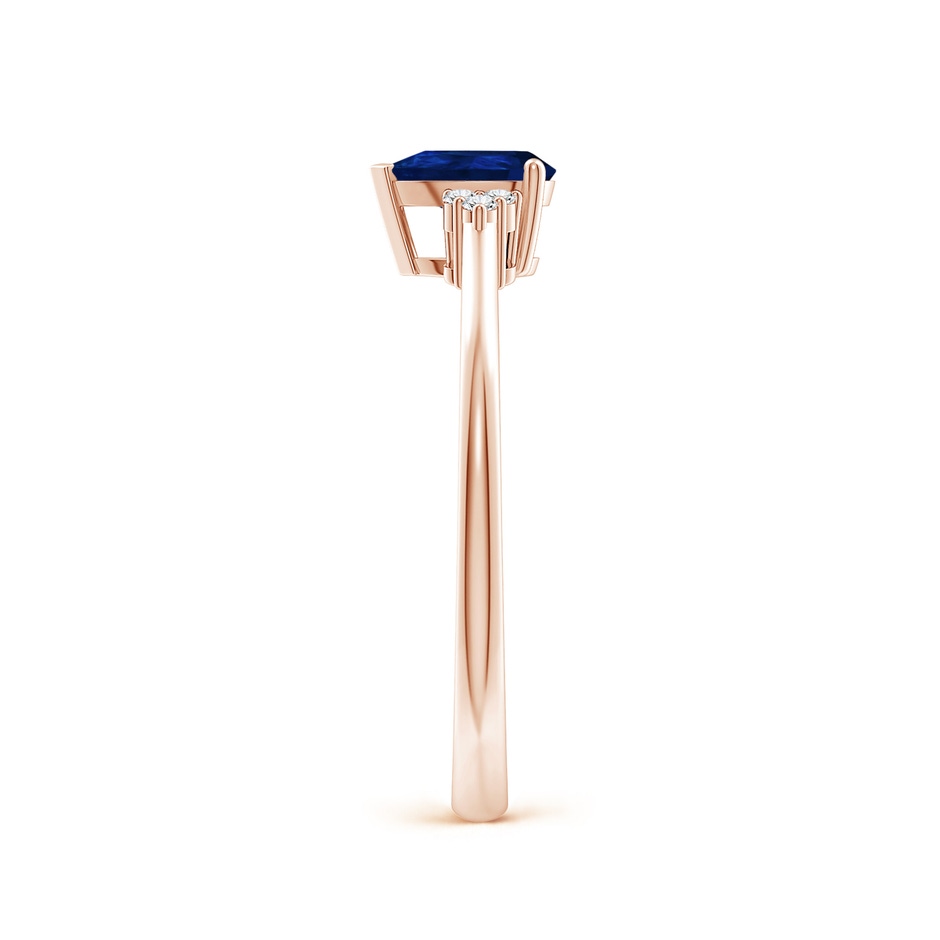 6x4mm AA Pear Sapphire Solitaire Ring with Trio Diamond Accents in 9K Rose Gold side-2