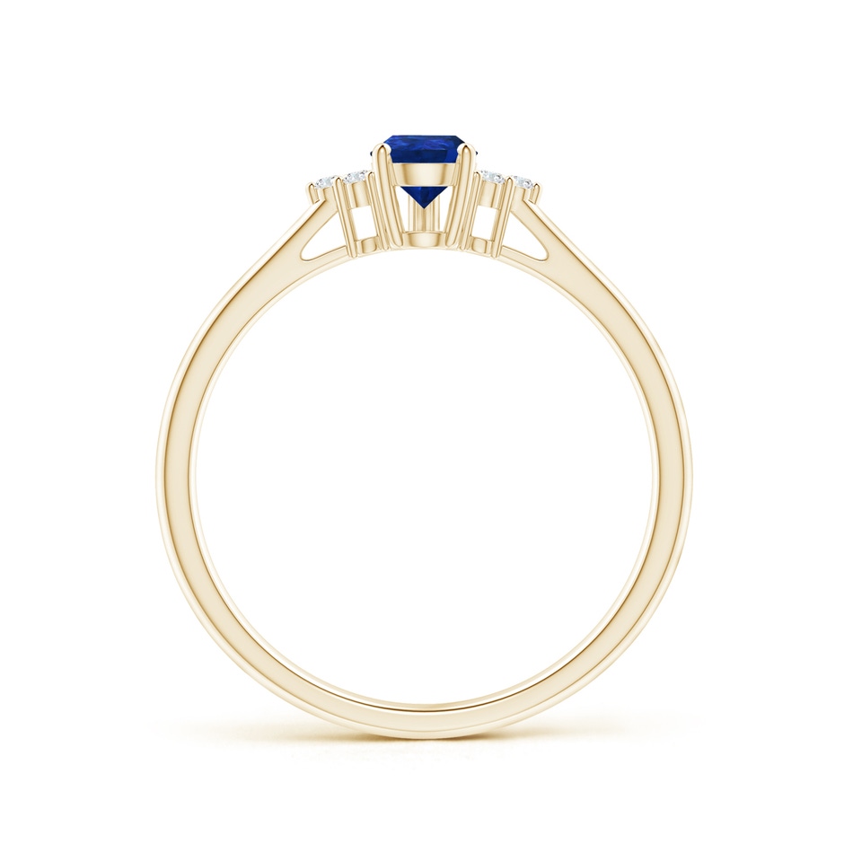 6x4mm AAA Pear Sapphire Solitaire Ring with Trio Diamond Accents in Yellow Gold side-1