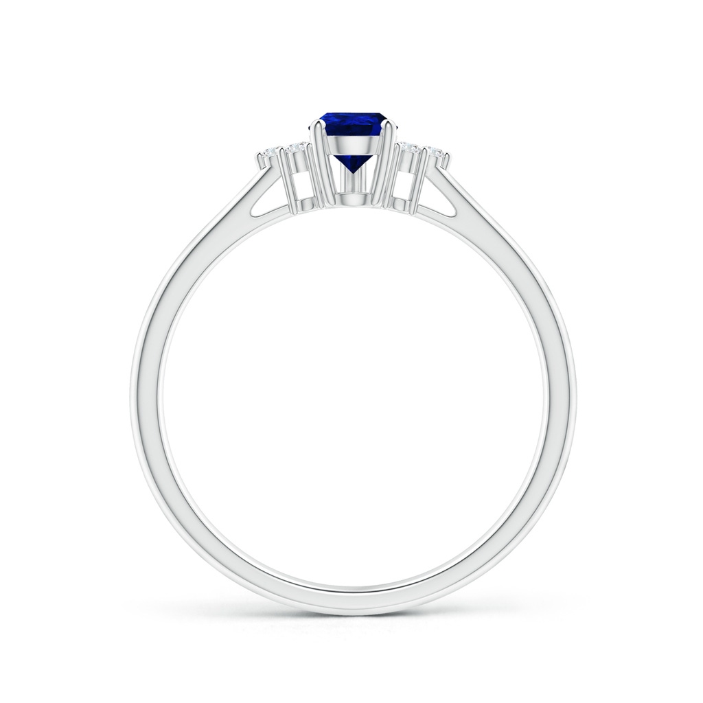 6x4mm AAAA Pear Sapphire Solitaire Ring with Trio Diamond Accents in P950 Platinum Side-1