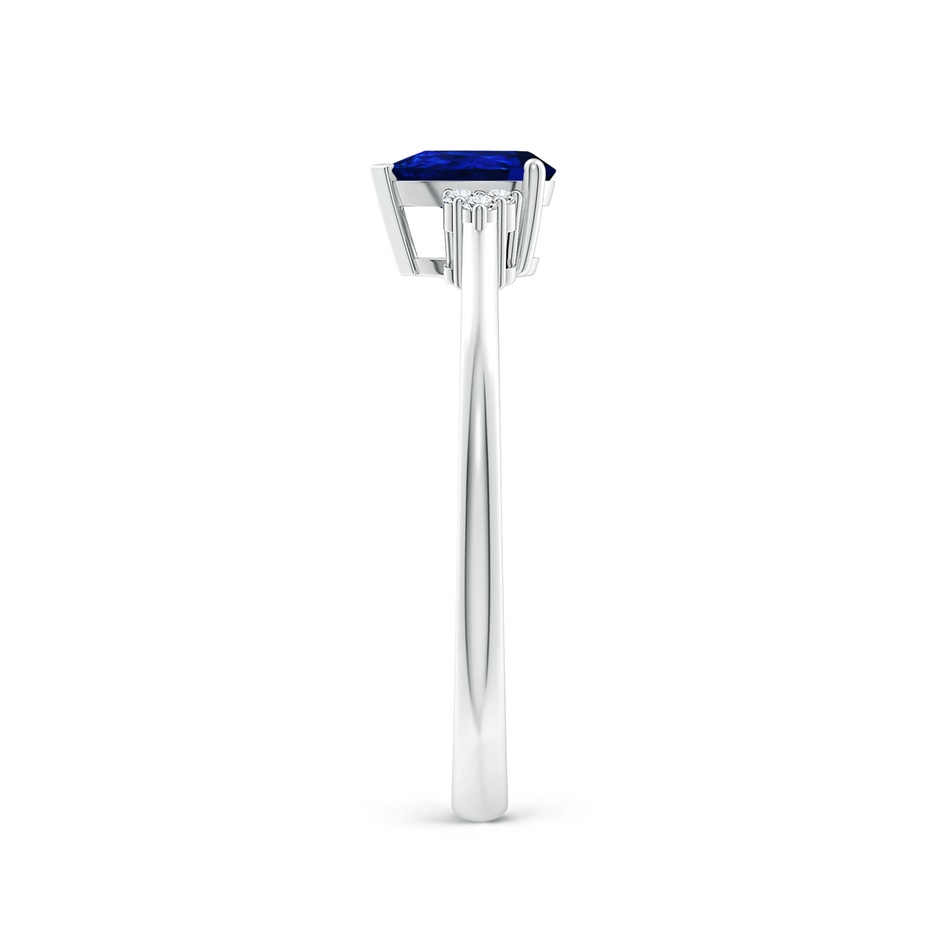 6x4mm AAAA Pear Sapphire Solitaire Ring with Trio Diamond Accents in P950 Platinum side-2