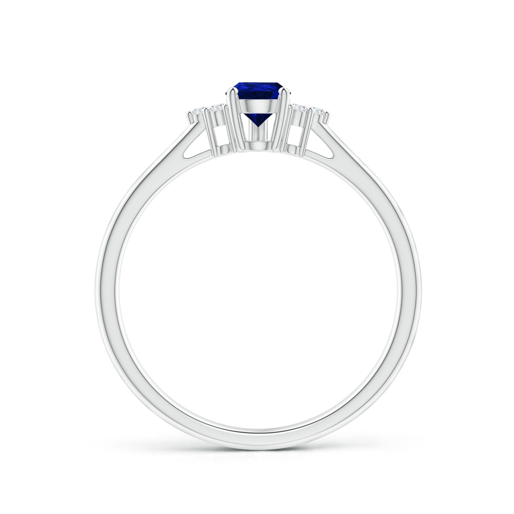 6x4mm AAAA Pear Sapphire Solitaire Ring with Trio Diamond Accents in White Gold - side_1