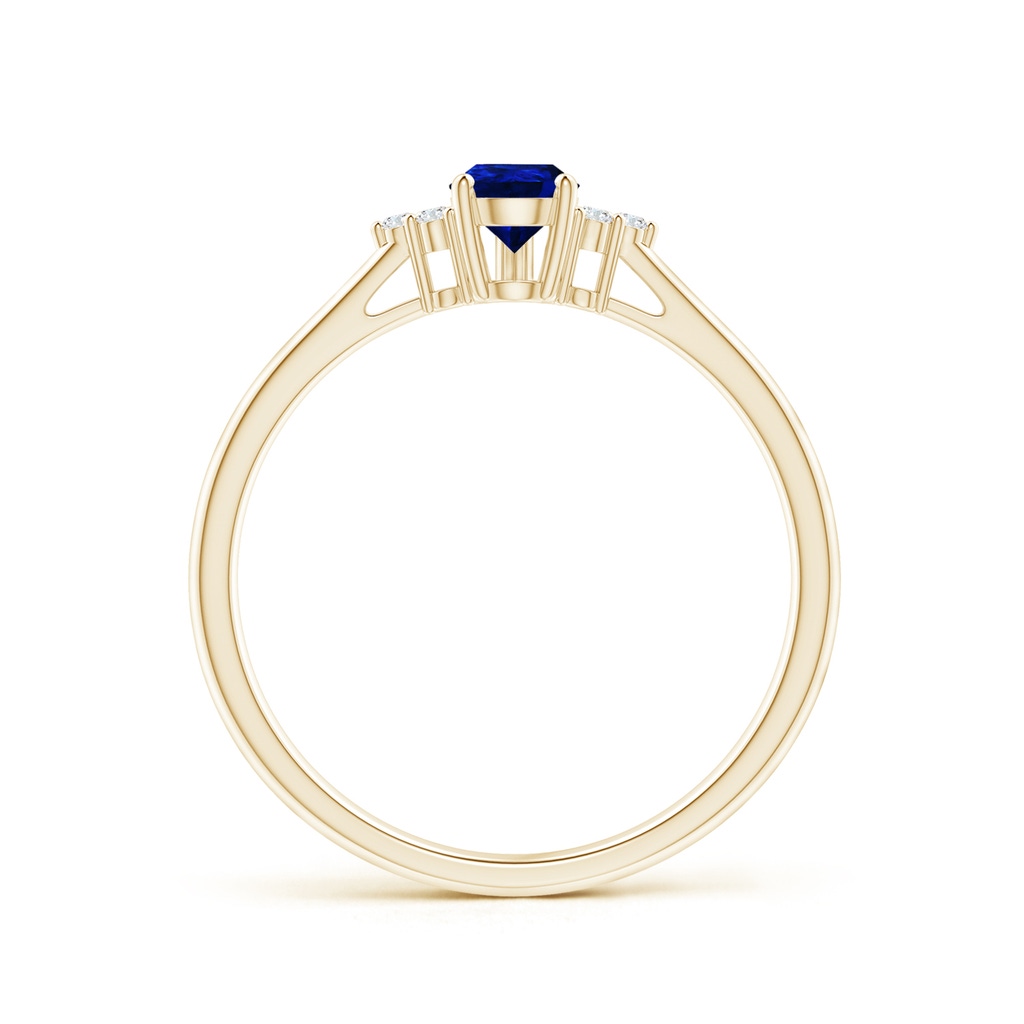 6x4mm AAAA Pear Sapphire Solitaire Ring with Trio Diamond Accents in Yellow Gold - side_1