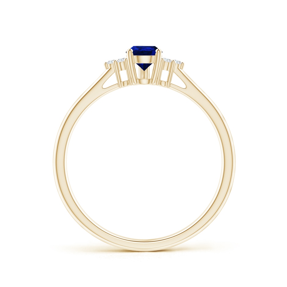 6x4mm AAAA Pear Sapphire Solitaire Ring with Trio Diamond Accents in Yellow Gold side-1