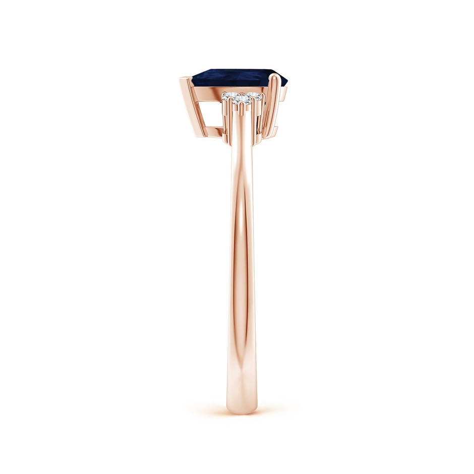 7x5mm A Pear Sapphire Solitaire Ring with Trio Diamond Accents in Rose Gold side-2