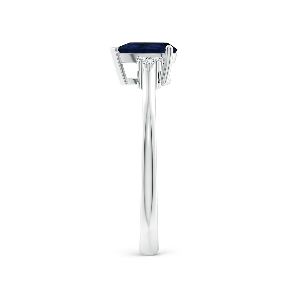 7x5mm A Pear Sapphire Solitaire Ring with Trio Diamond Accents in White Gold side-2