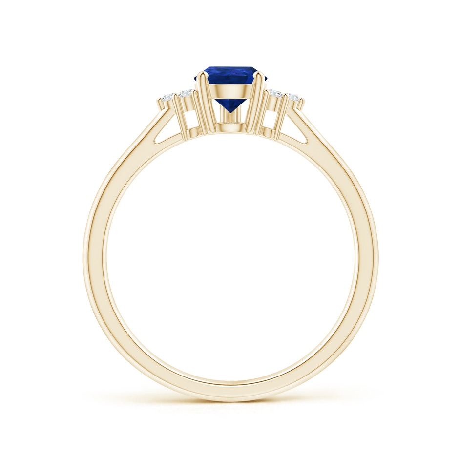 7x5mm AAA Pear Sapphire Solitaire Ring with Trio Diamond Accents in Yellow Gold side-1