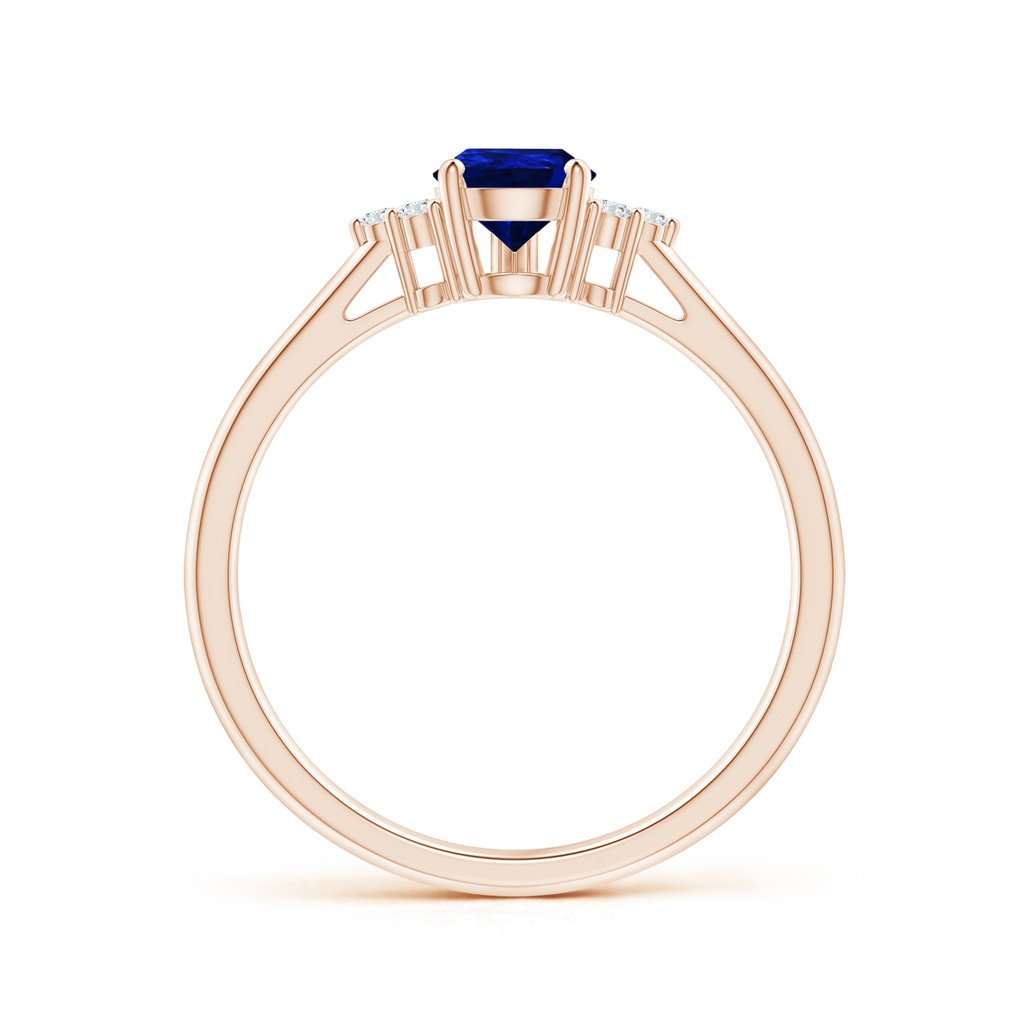 7x5mm AAAA Pear Sapphire Solitaire Ring with Trio Diamond Accents in Rose Gold Side-1