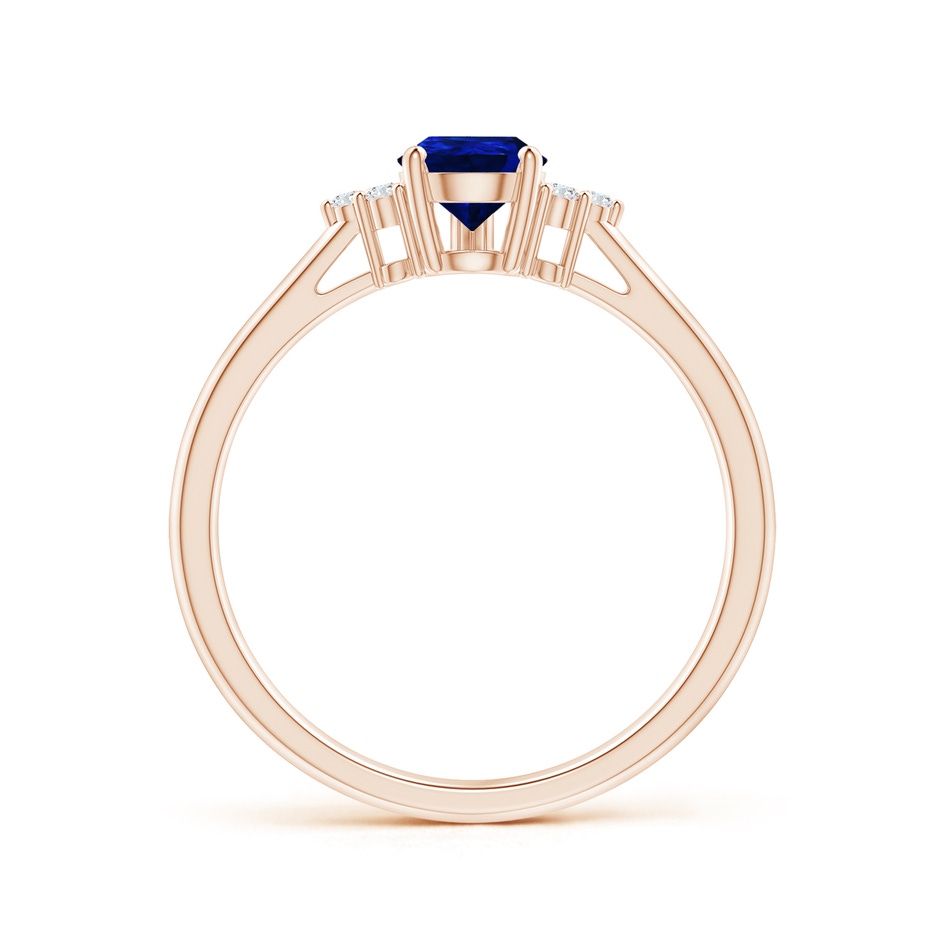 7x5mm AAAA Pear Sapphire Solitaire Ring with Trio Diamond Accents in Rose Gold side-1
