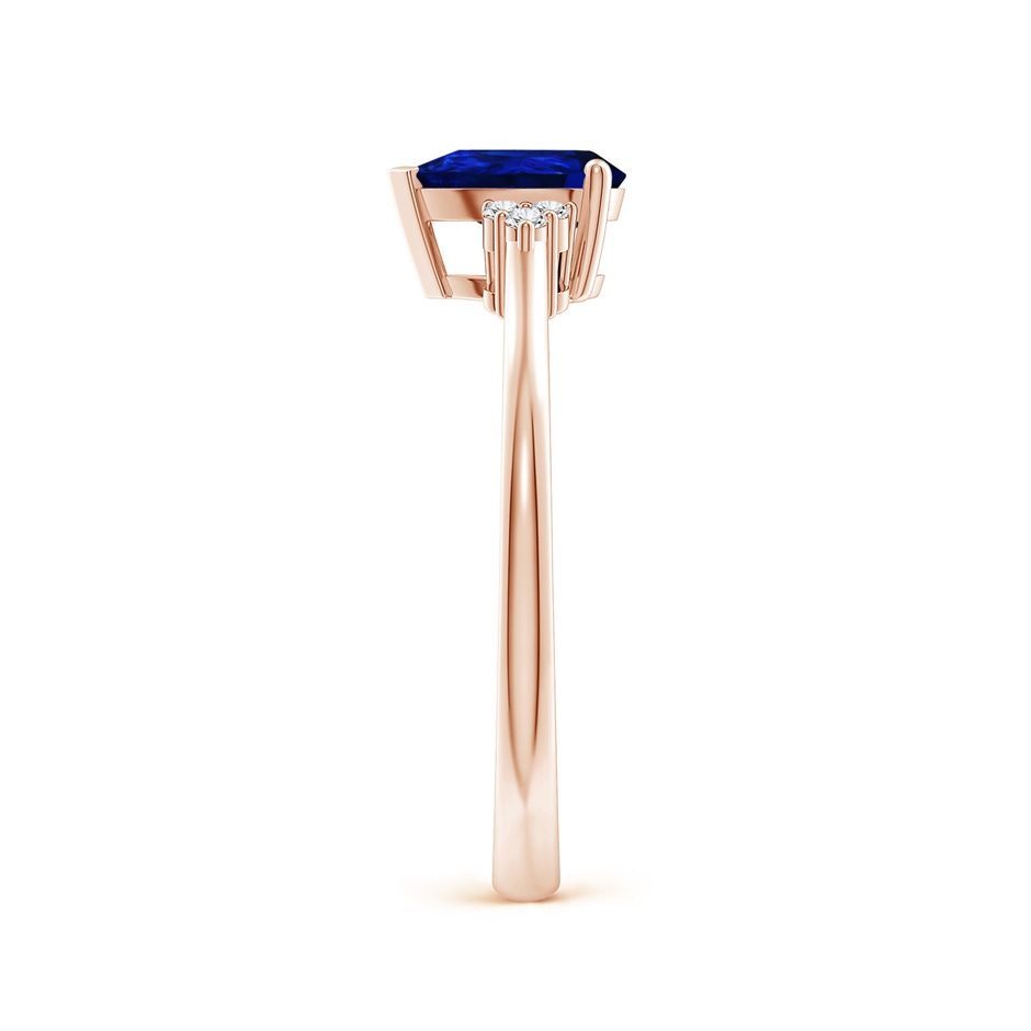7x5mm AAAA Pear Sapphire Solitaire Ring with Trio Diamond Accents in Rose Gold side-2