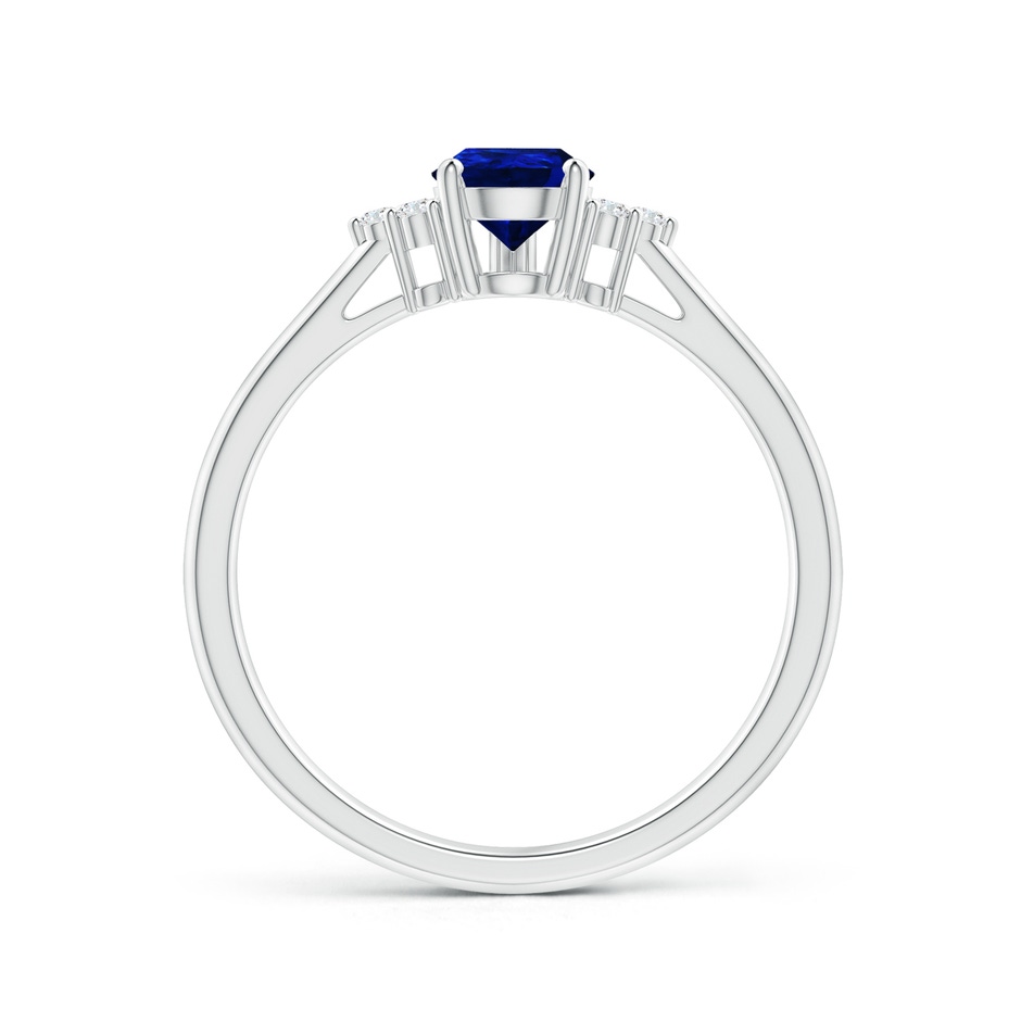 7x5mm AAAA Pear Sapphire Solitaire Ring with Trio Diamond Accents in White Gold side-1