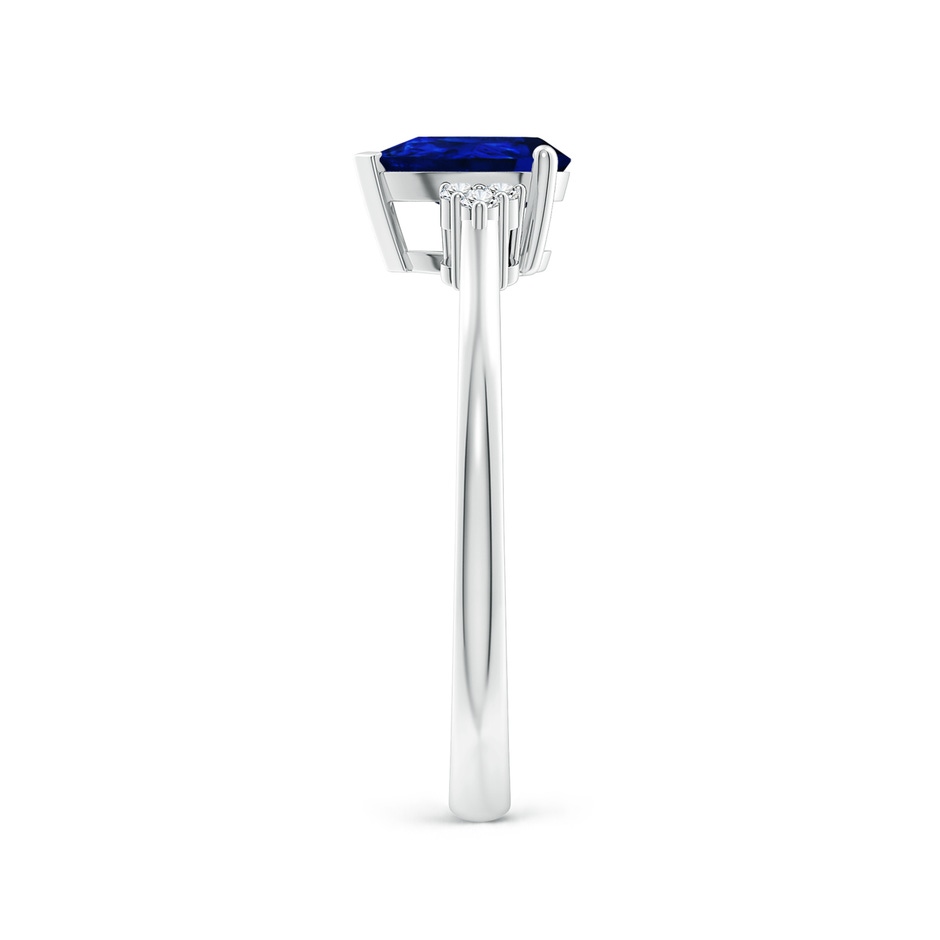 7x5mm AAAA Pear Sapphire Solitaire Ring with Trio Diamond Accents in White Gold side-2