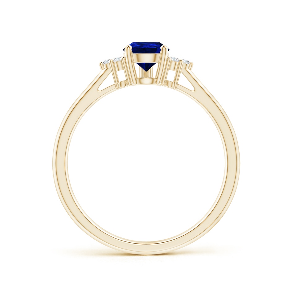 7x5mm AAAA Pear Sapphire Solitaire Ring with Trio Diamond Accents in Yellow Gold side-1