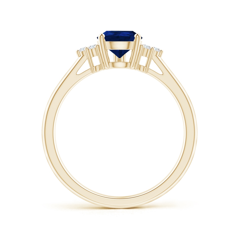 8x6mm AA Pear Sapphire Solitaire Ring with Trio Diamond Accents in Yellow Gold side-1