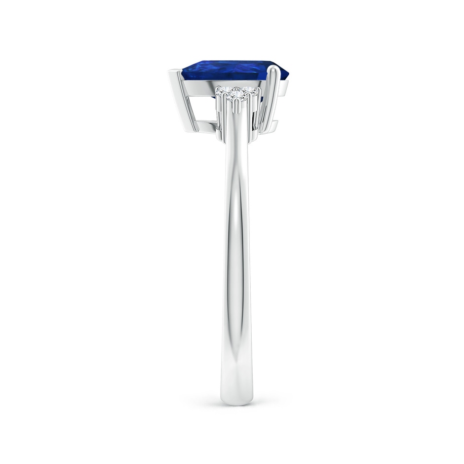 8x6mm AAA Pear Sapphire Solitaire Ring with Trio Diamond Accents in P950 Platinum side-2