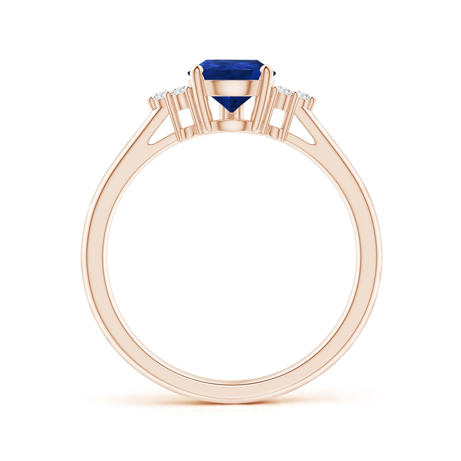 8x6mm AAA Pear Sapphire Solitaire Ring with Trio Diamond Accents in Rose Gold side-1