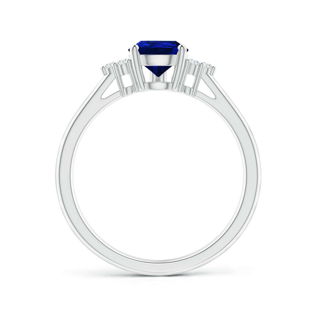 8x6mm AAAA Pear Sapphire Solitaire Ring with Trio Diamond Accents in P950 Platinum - side_1