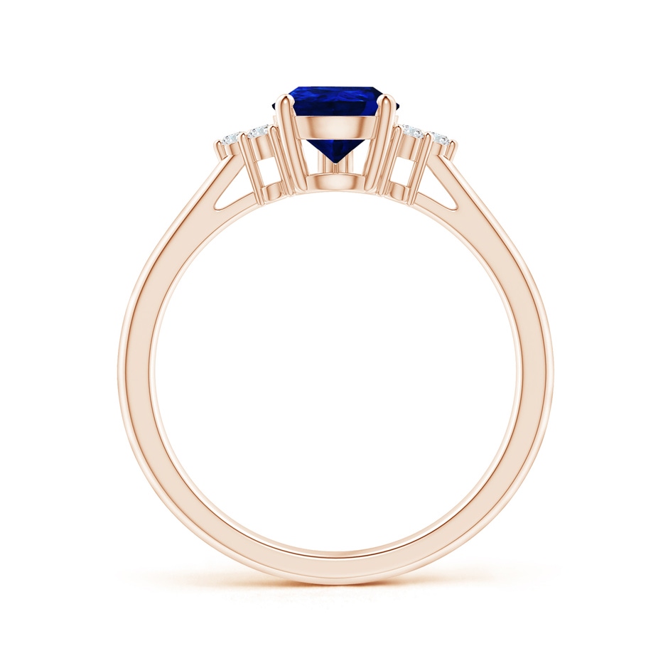 8x6mm AAAA Pear Sapphire Solitaire Ring with Trio Diamond Accents in Rose Gold side-1