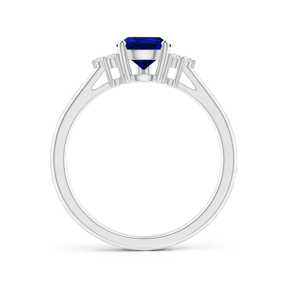 8x6mm AAAA Pear Sapphire Solitaire Ring with Trio Diamond Accents in White Gold side-1