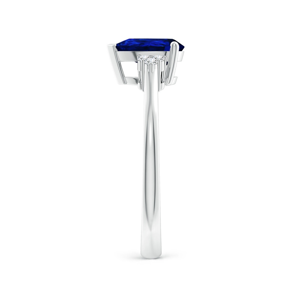 8x6mm AAAA Pear Sapphire Solitaire Ring with Trio Diamond Accents in White Gold side-2