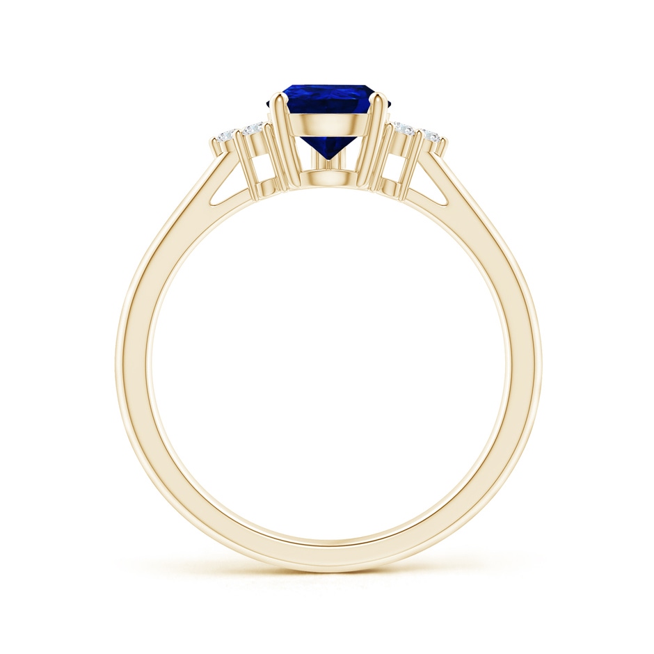 8x6mm AAAA Pear Sapphire Solitaire Ring with Trio Diamond Accents in Yellow Gold side-1