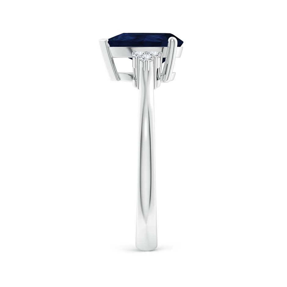 9x7mm A Pear Sapphire Solitaire Ring with Trio Diamond Accents in P950 Platinum side-2