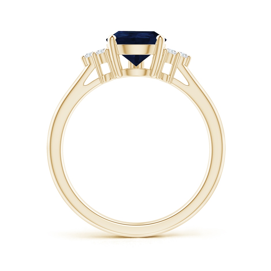 9x7mm A Pear Sapphire Solitaire Ring with Trio Diamond Accents in Yellow Gold side-1