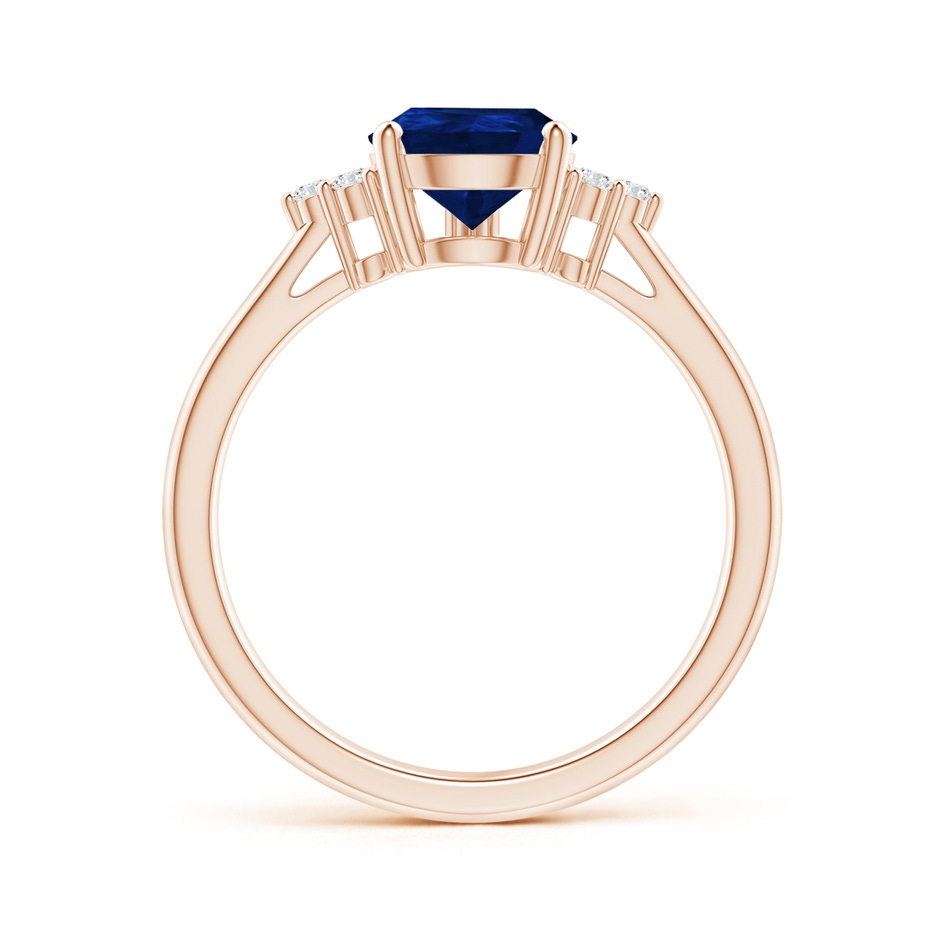 9x7mm AA Pear Sapphire Solitaire Ring with Trio Diamond Accents in Rose Gold side-1