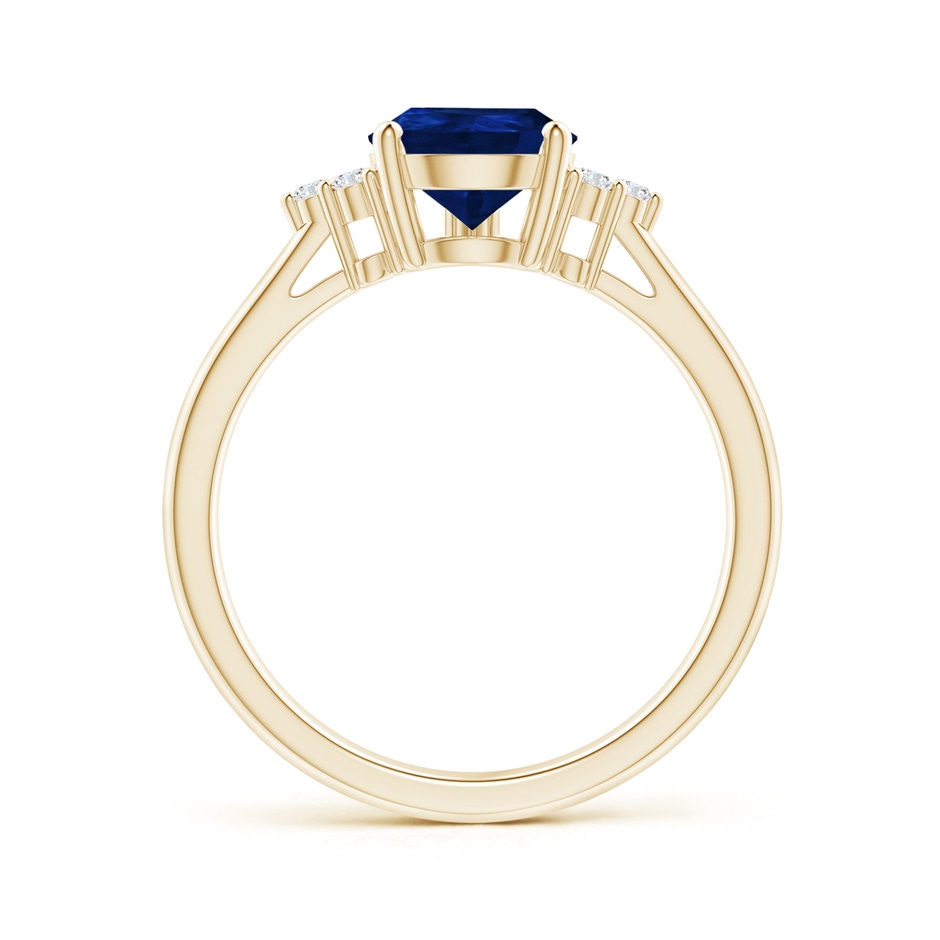 9x7mm AA Pear Sapphire Solitaire Ring with Trio Diamond Accents in Yellow Gold side-1