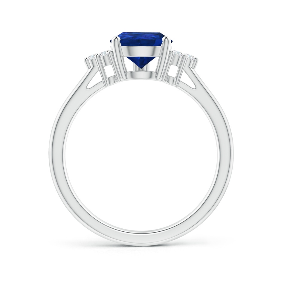 9x7mm AAA Pear Sapphire Solitaire Ring with Trio Diamond Accents in P950 Platinum side-1
