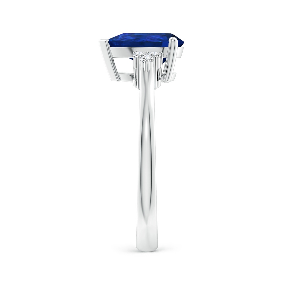 9x7mm AAA Pear Sapphire Solitaire Ring with Trio Diamond Accents in P950 Platinum side-2