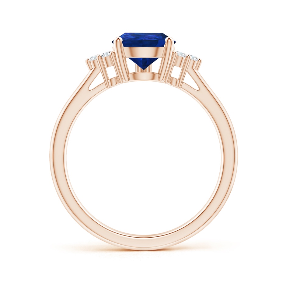 9x7mm AAA Pear Sapphire Solitaire Ring with Trio Diamond Accents in Rose Gold side-1