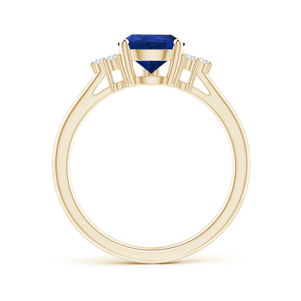 9x7mm AAA Pear Sapphire Solitaire Ring with Trio Diamond Accents in Yellow Gold - side_1