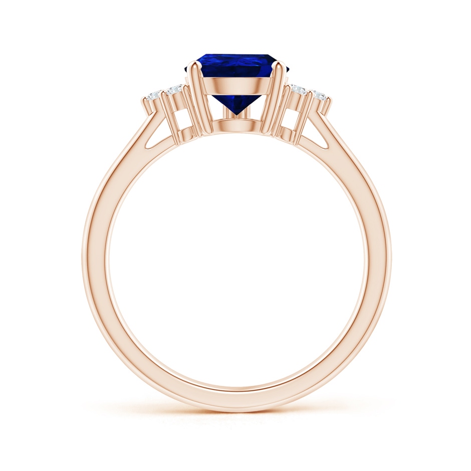 9x7mm AAAA Pear Sapphire Solitaire Ring with Trio Diamond Accents in Rose Gold side-1