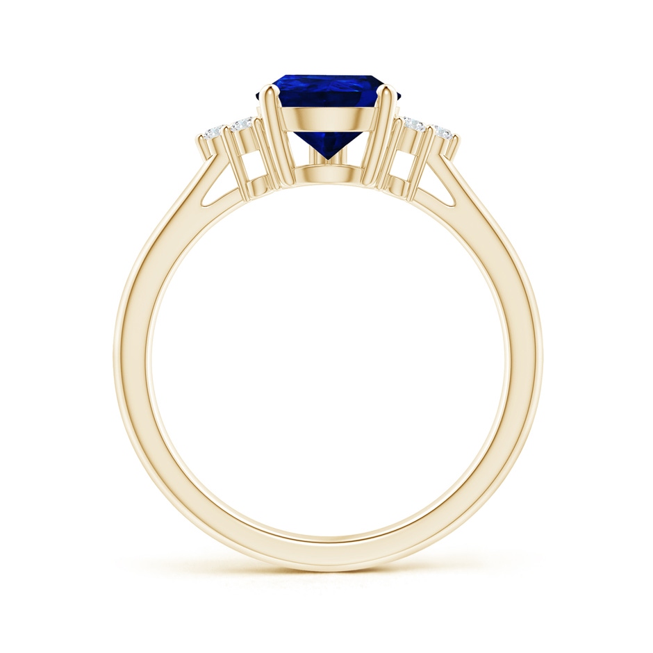 9x7mm AAAA Pear Sapphire Solitaire Ring with Trio Diamond Accents in Yellow Gold side-1