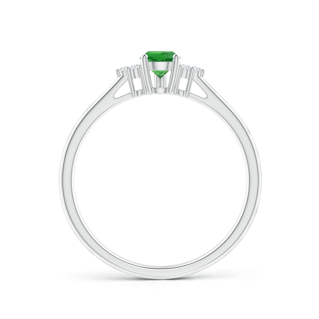 6x4mm AAA Pear Tsavorite Solitaire Ring with Trio Diamond Accents in White Gold Side-1