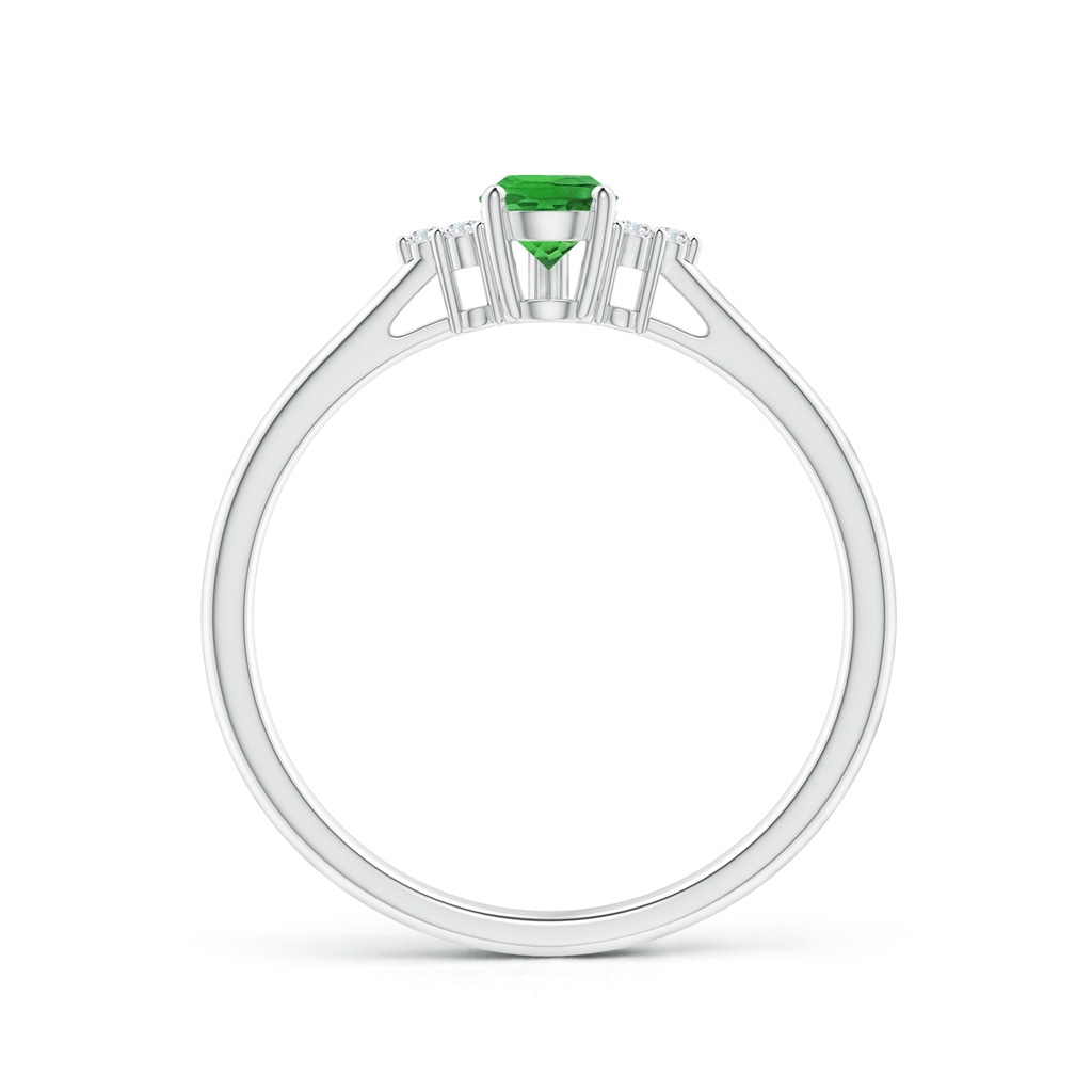 6x4mm AAAA Pear Tsavorite Solitaire Ring with Trio Diamond Accents in P950 Platinum - side_1