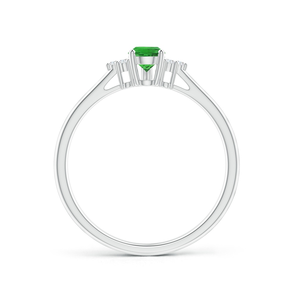 6x4mm AAAA Pear Tsavorite Solitaire Ring with Trio Diamond Accents in White Gold side-1