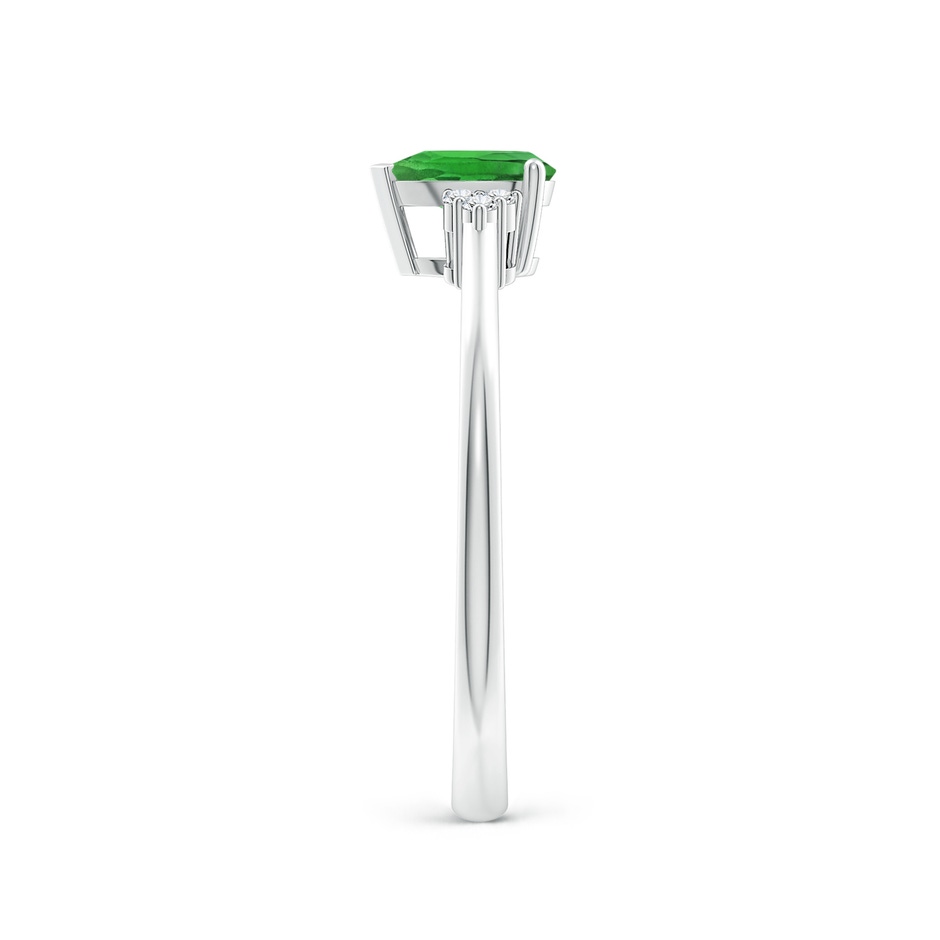 6x4mm AAAA Pear Tsavorite Solitaire Ring with Trio Diamond Accents in White Gold side-2
