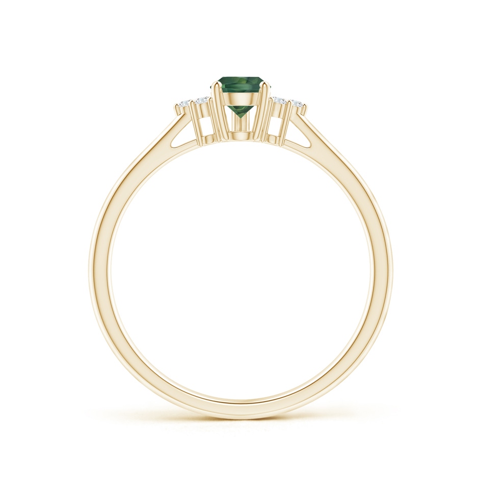 6x4mm AA Pear Teal Montana Sapphire Solitaire Ring with Trio Diamonds in 10K Yellow Gold side-1