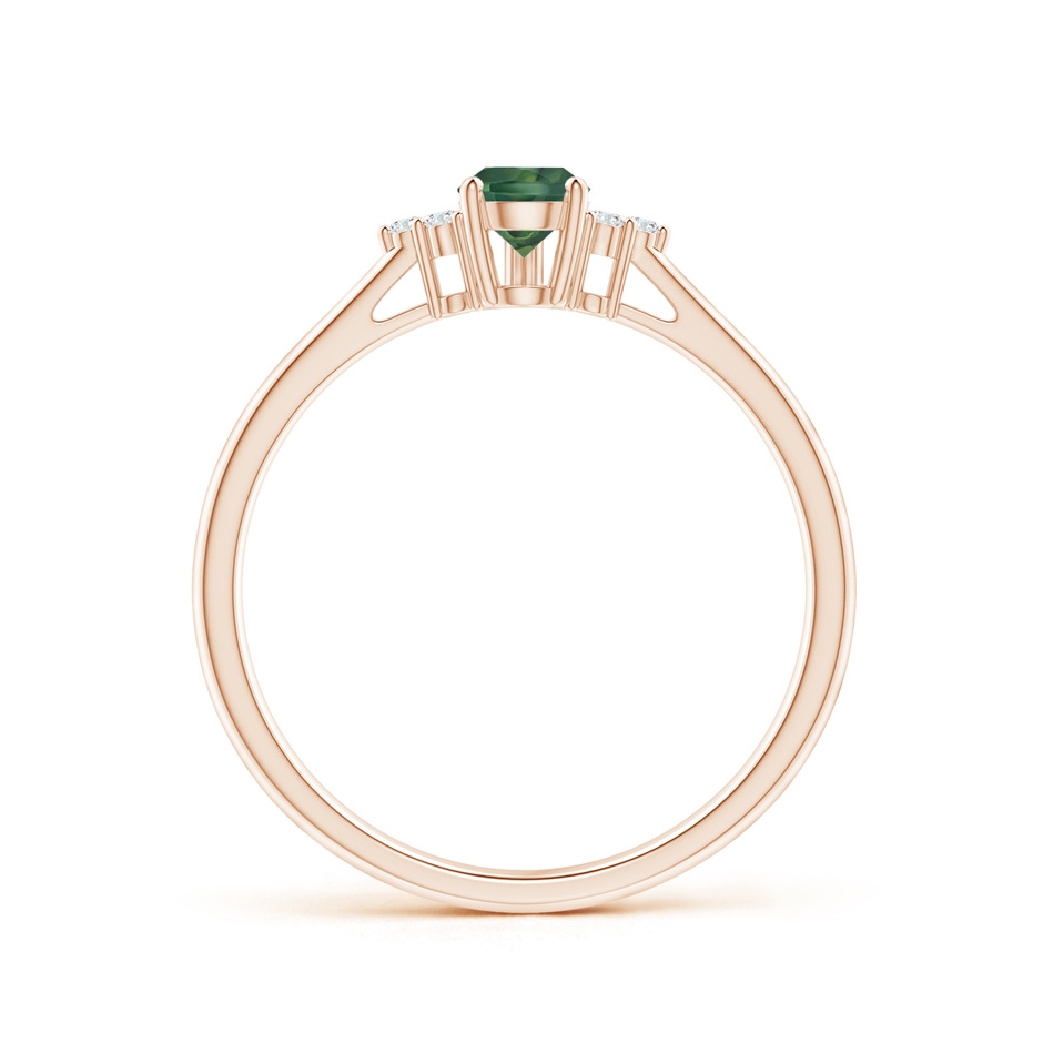 6x4mm AA Pear Teal Montana Sapphire Solitaire Ring with Trio Diamonds in Rose Gold side-1
